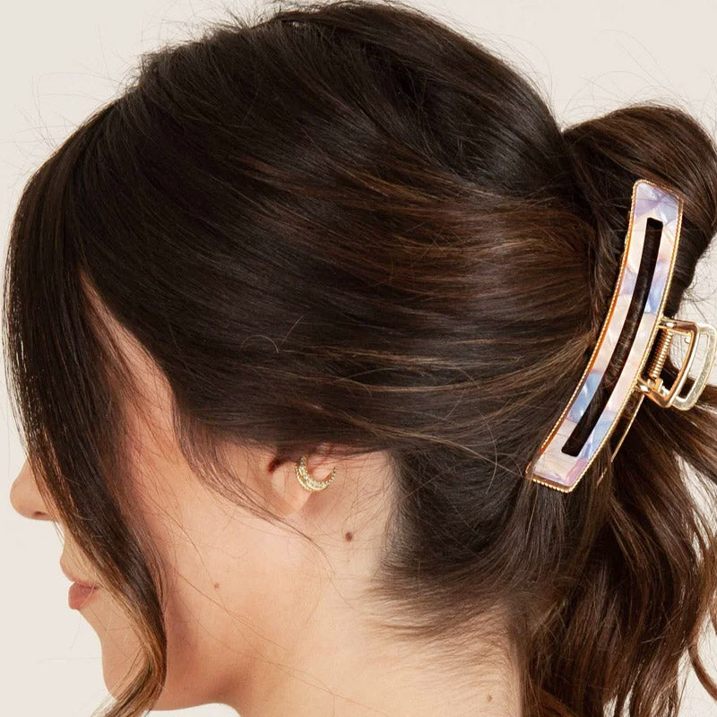 Women acetate hair claws crab clamps gold metal hair clips (5 pcs)