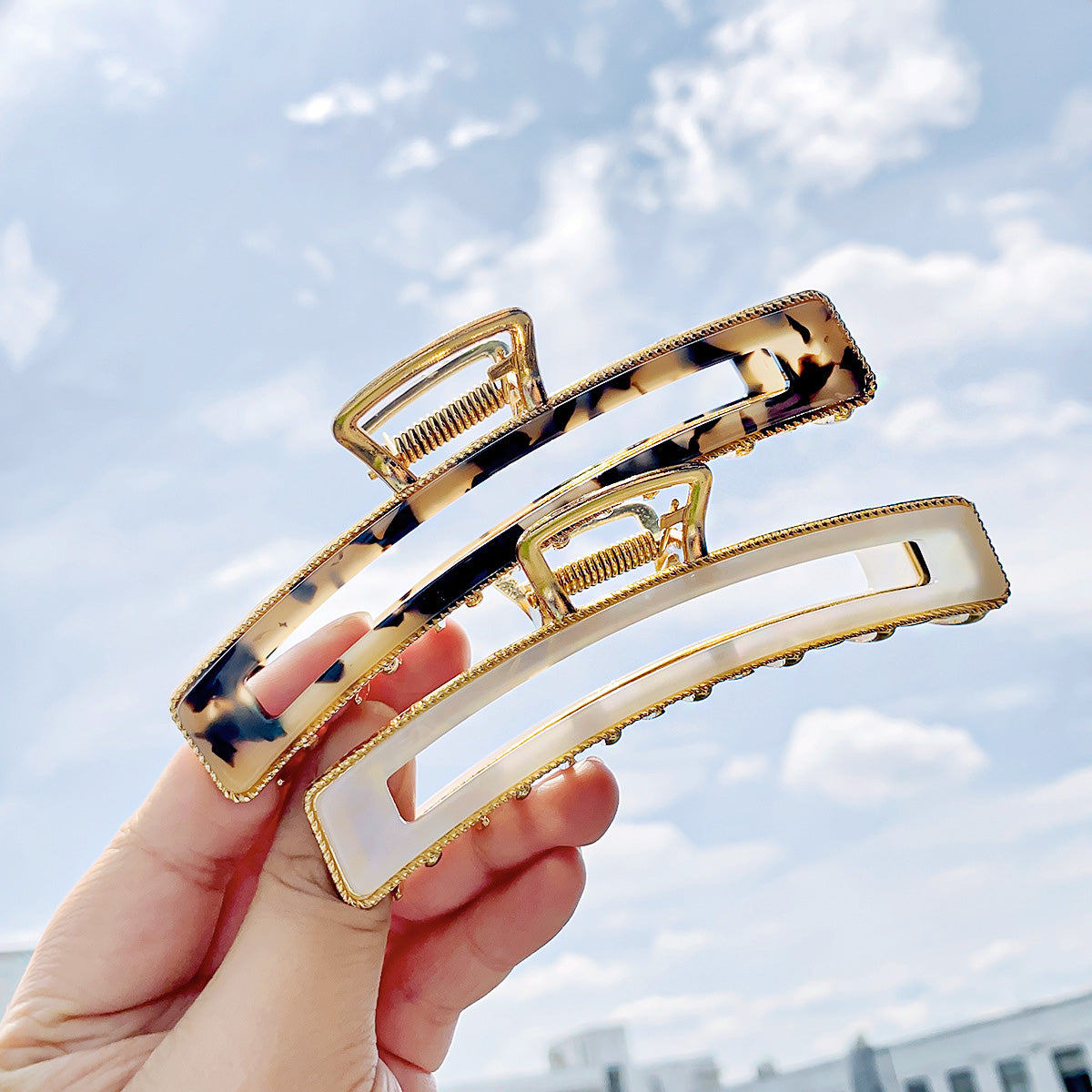 Women acetate hair claws crab clamps gold metal hair clips (5 pcs)