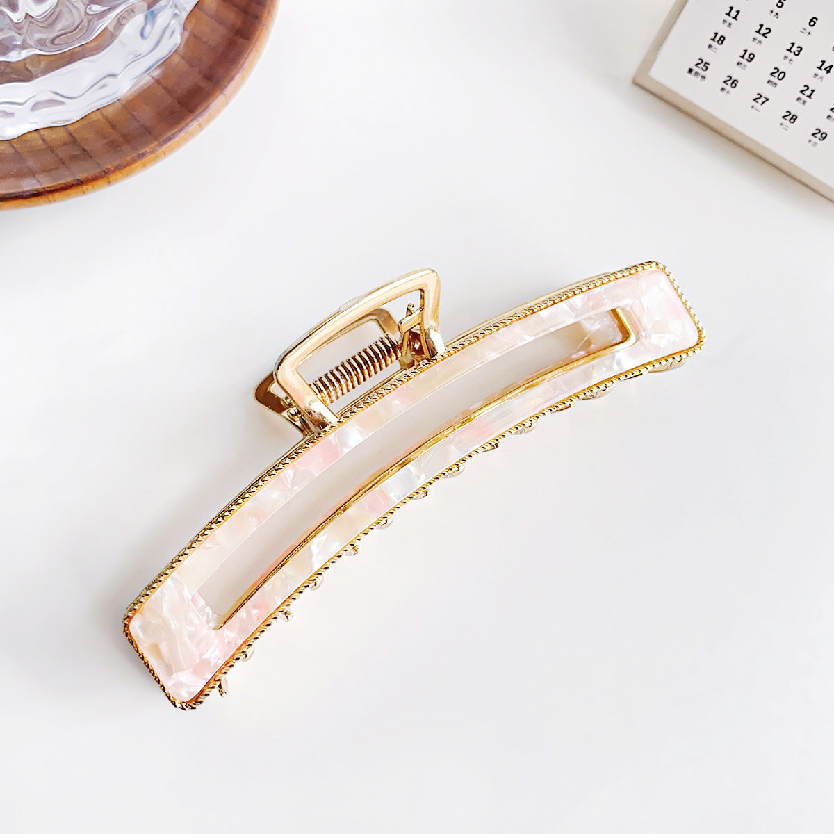 Women acetate hair claws crab clamps gold metal hair clips (5 pcs)