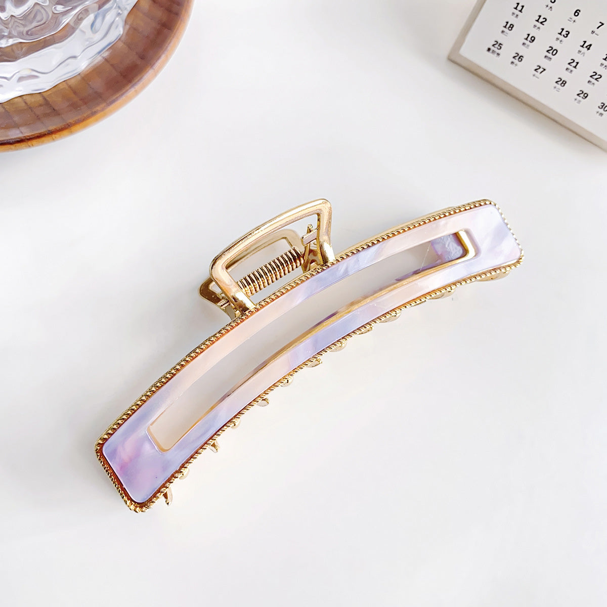 Women acetate hair claws crab clamps gold metal hair clips (5 pcs)