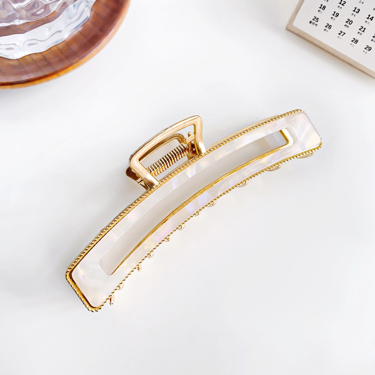 Women acetate hair claws crab clamps gold metal hair clips (5 pcs)