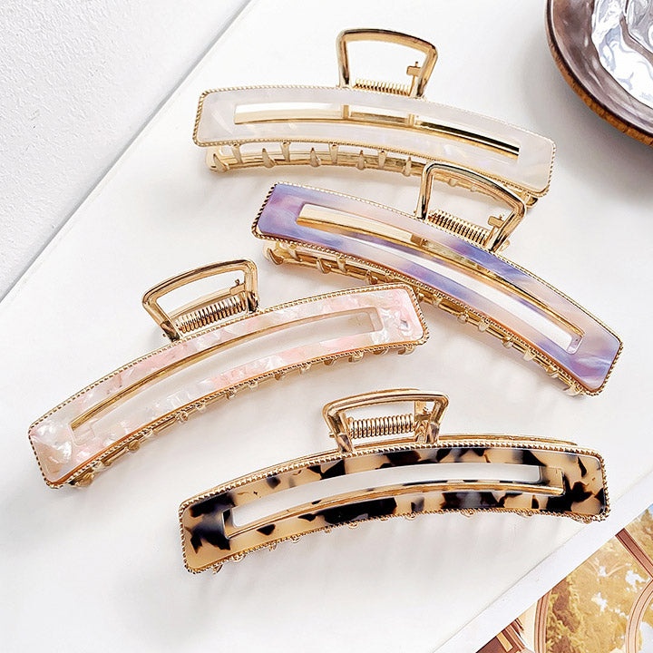 Women acetate hair claws crab clamps gold metal hair clips (5 pcs)