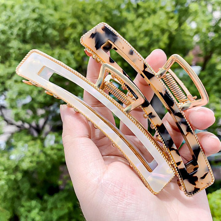 Women acetate hair claws crab clamps gold metal hair clips (5 pcs)