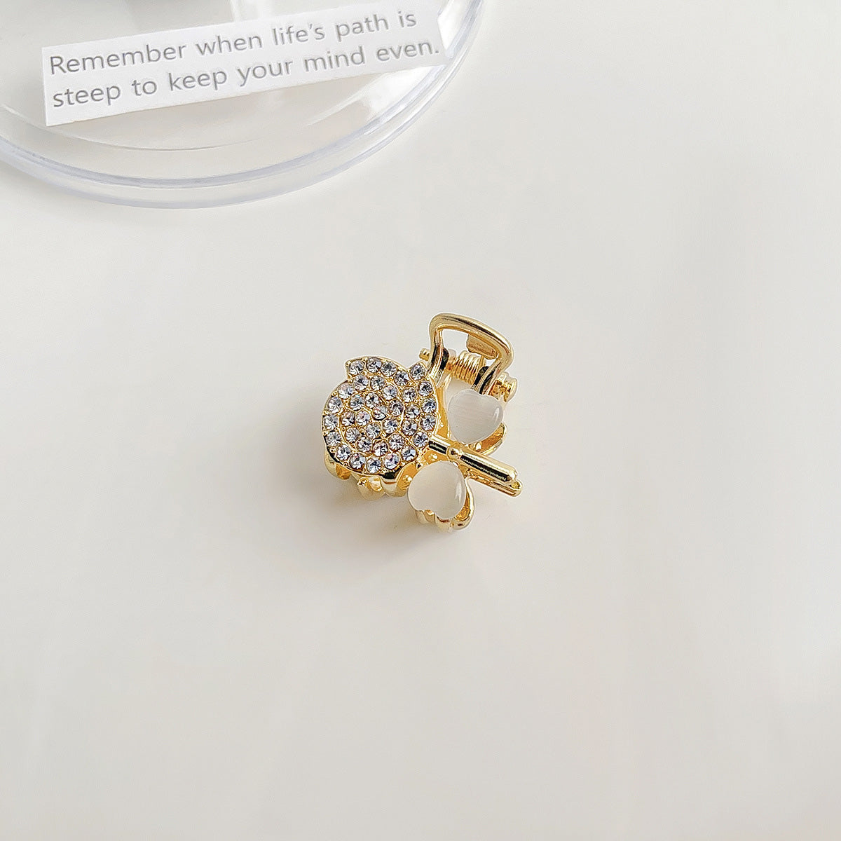 Metal opal stone with pearl and rhinestones mini hair claw clips (5 pcs)