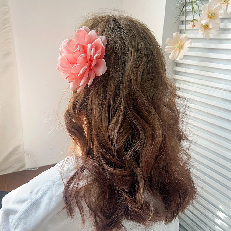 Wholesale beach accessories big rose flower side hair clips (5 pcs)