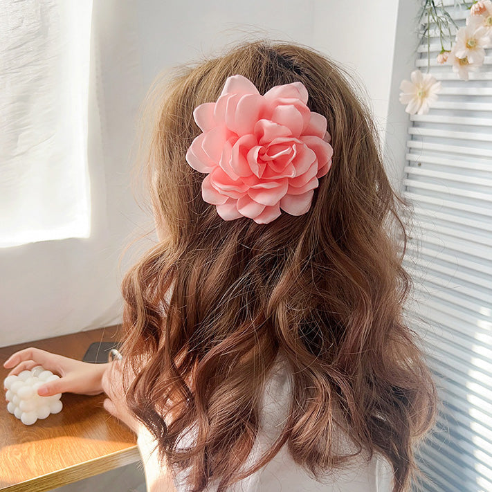 Wholesale beach accessories big rose flower side hair clips (5 pcs)