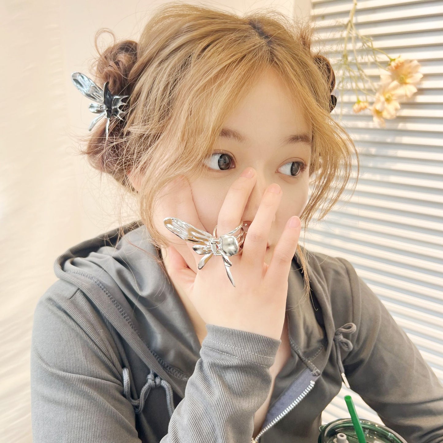 Metal fashion hair accessories big butterfly hair claw clips (5 pcs)