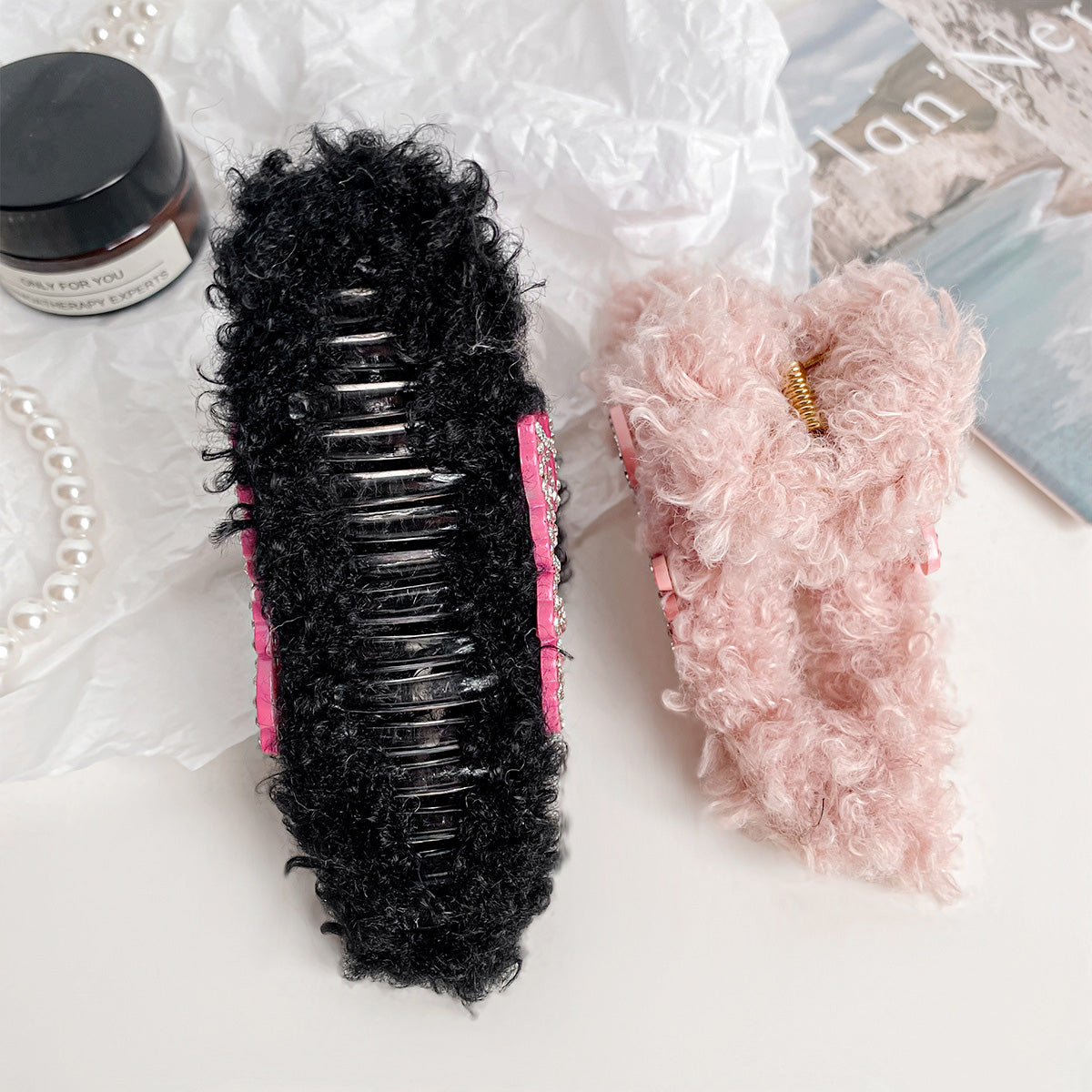 Wholesale decoration stylish hairpin cute plush claw hair clips (5 pcs)