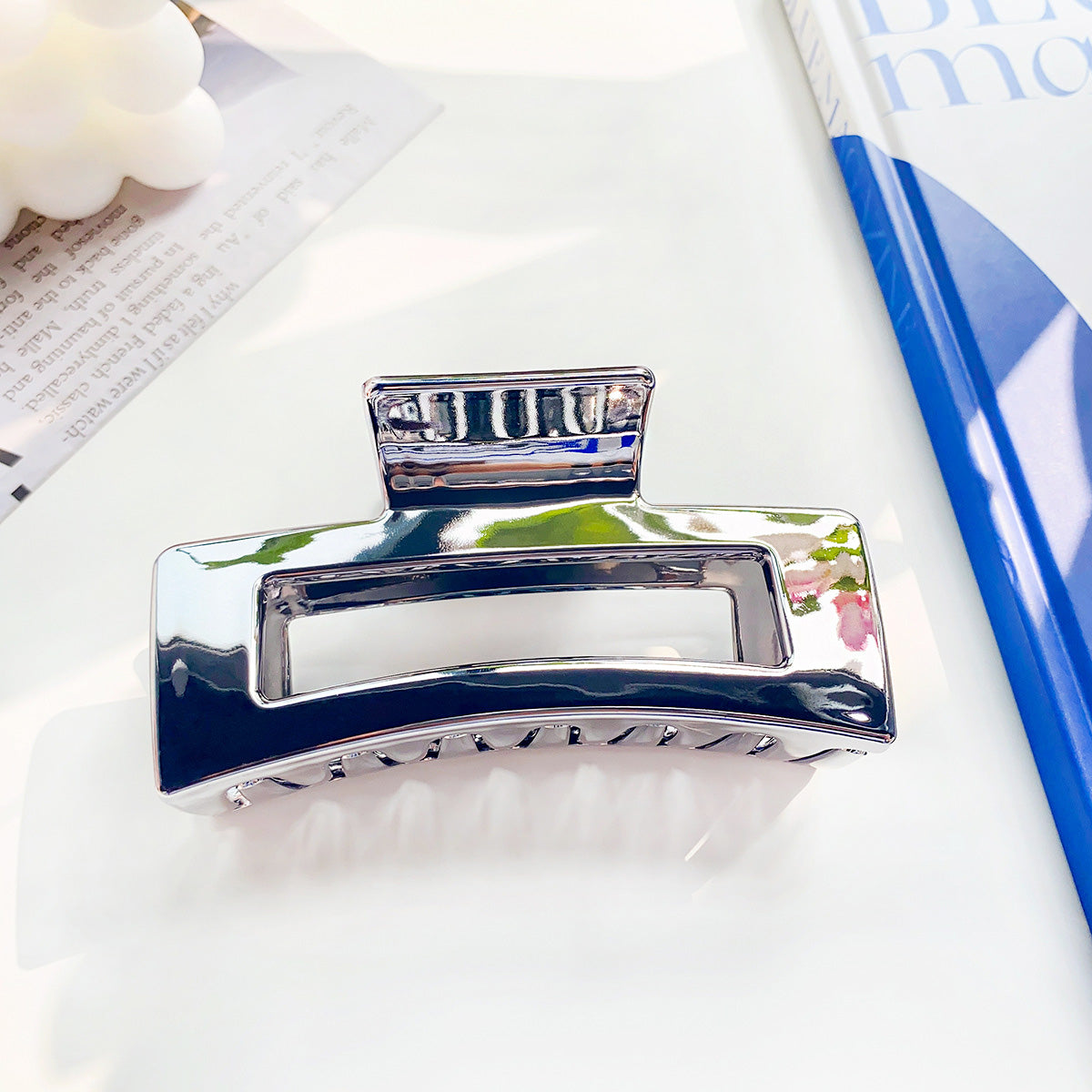 Metal hair grip hollow square hair banana claw clips (5 pcs)