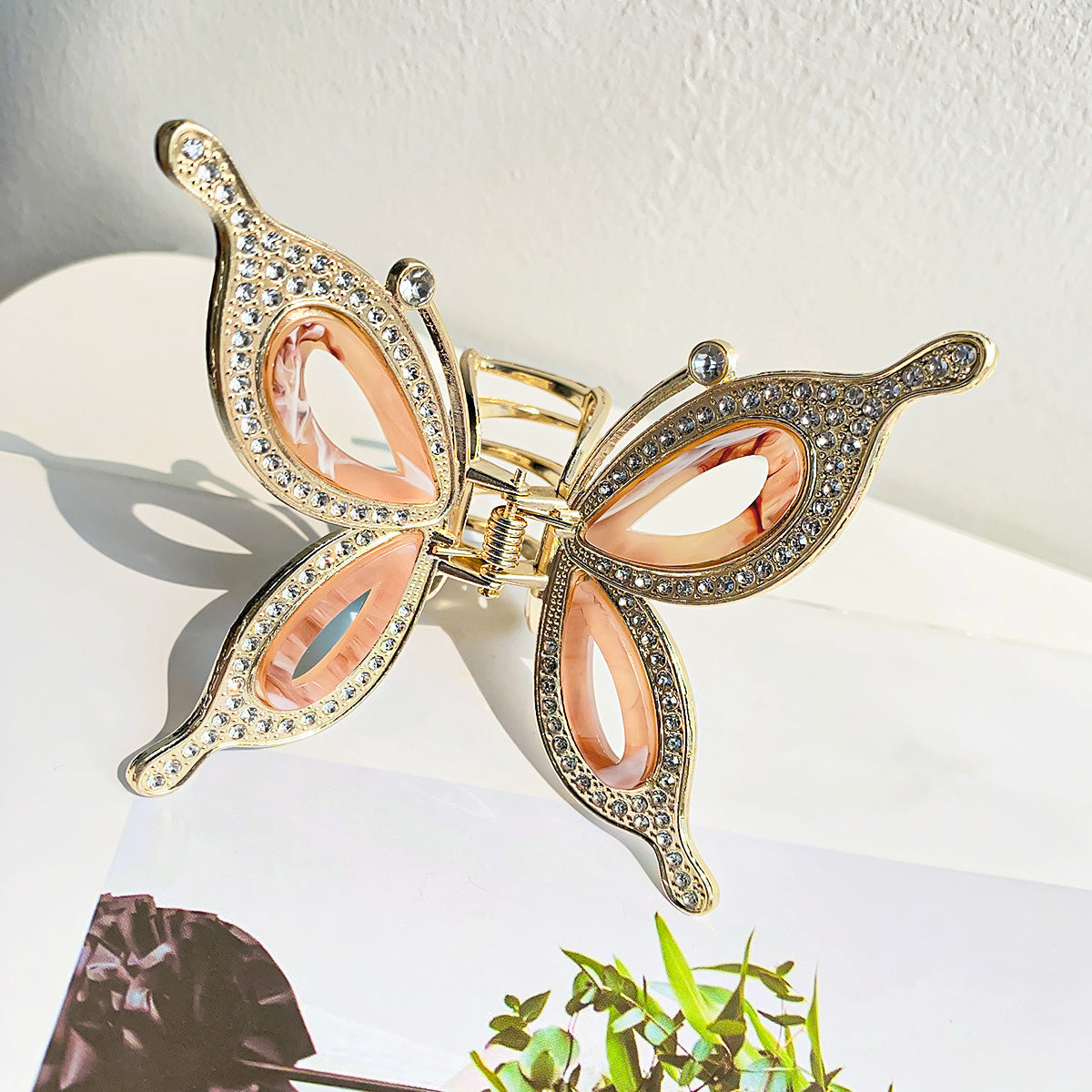 Fashion metal rhinestones hollowed out butterfly hair claw clips (5 pcs)