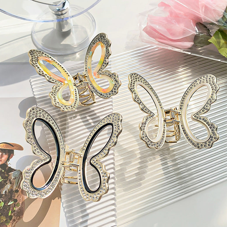 Fashion metal rhinestones hollowed out butterfly hair claw clips (5 pcs)