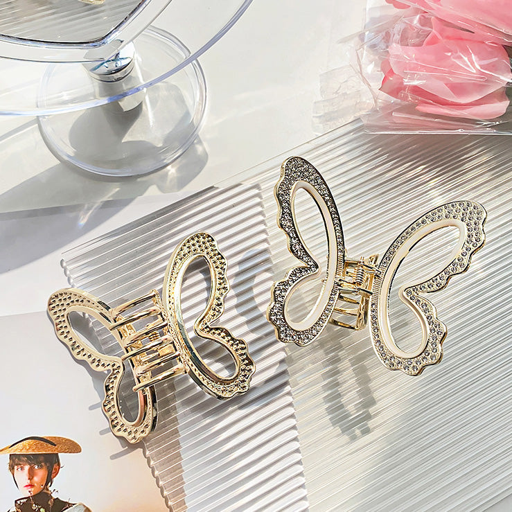 Fashion metal rhinestones hollowed out butterfly hair claw clips (5 pcs)