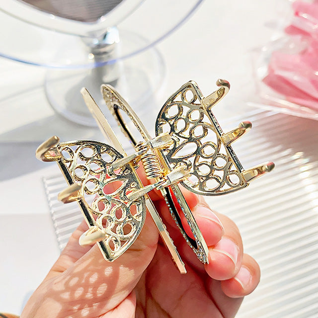Fashion metal rhinestones hollowed out butterfly hair claw clips (5 pcs)