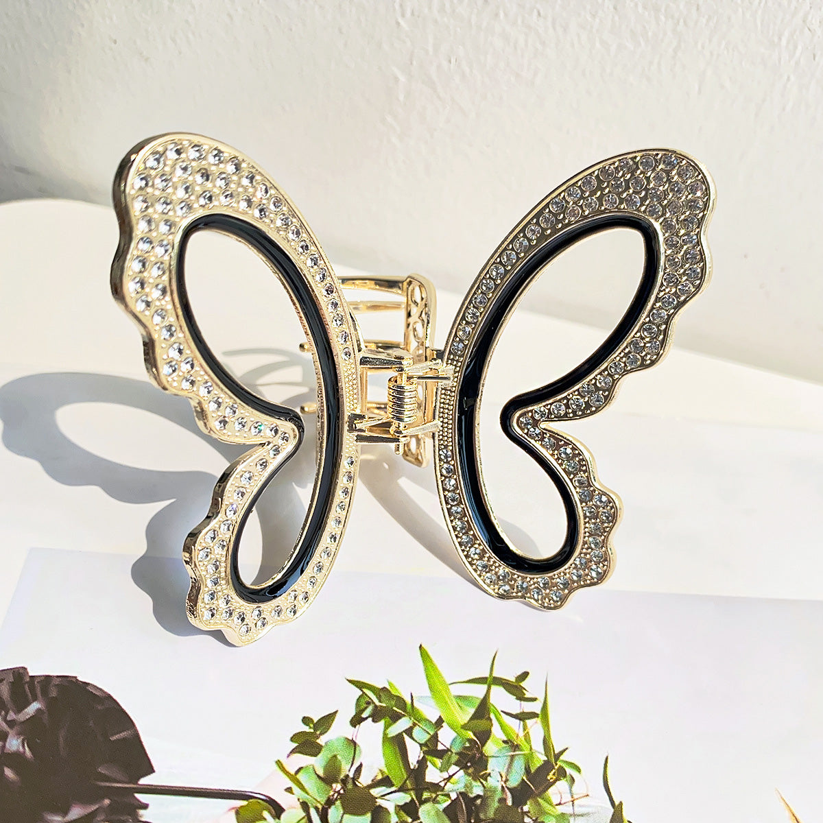 Fashion metal rhinestones hollowed out butterfly hair claw clips (5 pcs)