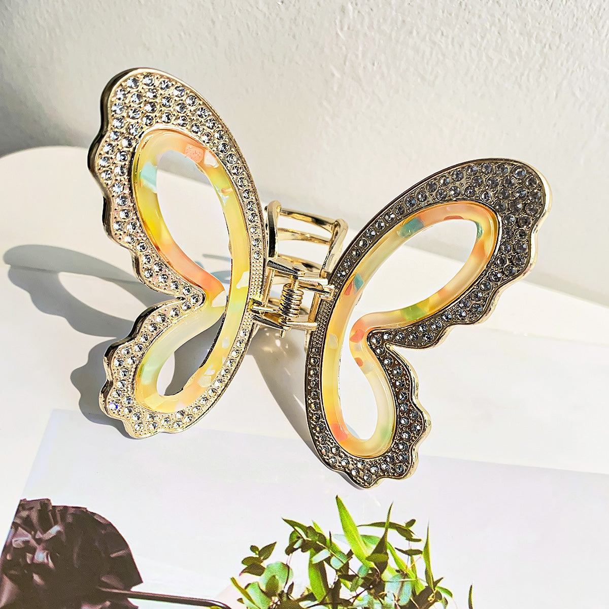 Fashion metal rhinestones hollowed out butterfly hair claw clips (5 pcs)