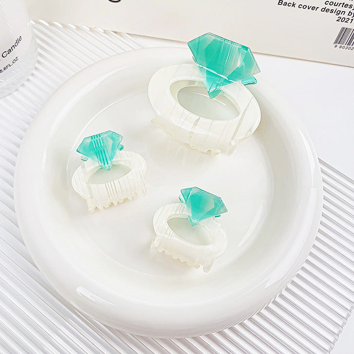 Fashion hairpin two-size acrylic diamond ring shape hair clips (5 pcs)