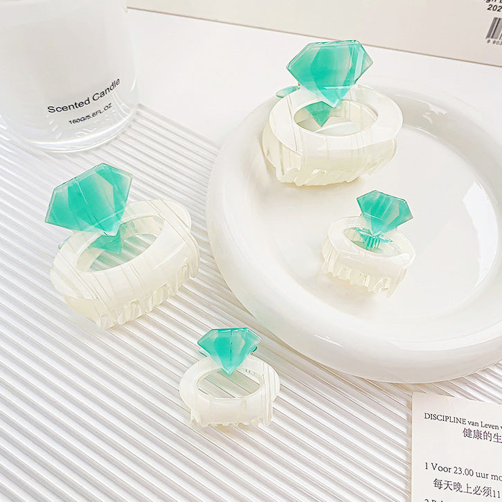 Fashion hairpin two-size acrylic diamond ring shape hair clips (5 pcs)