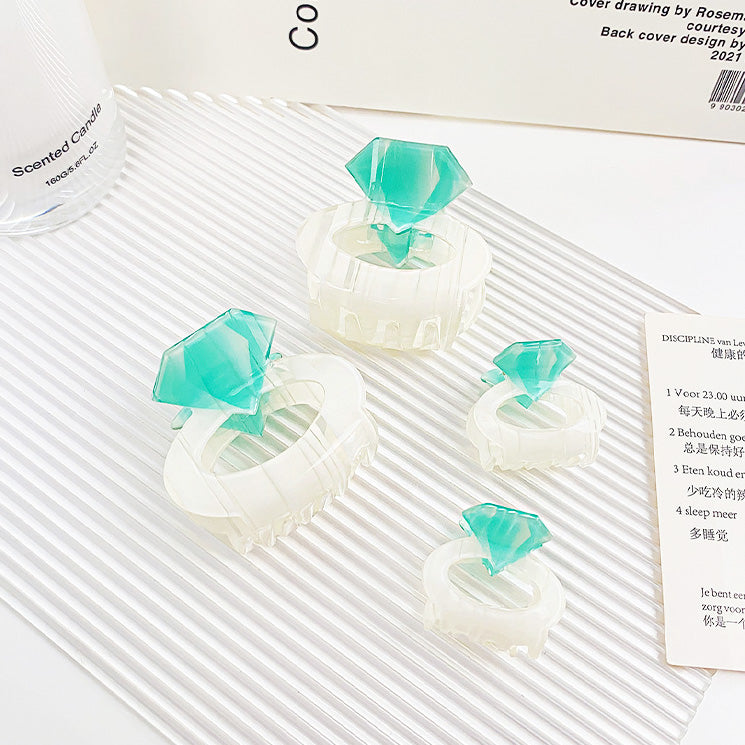 Fashion hairpin two-size acrylic diamond ring shape hair clips (5 pcs)