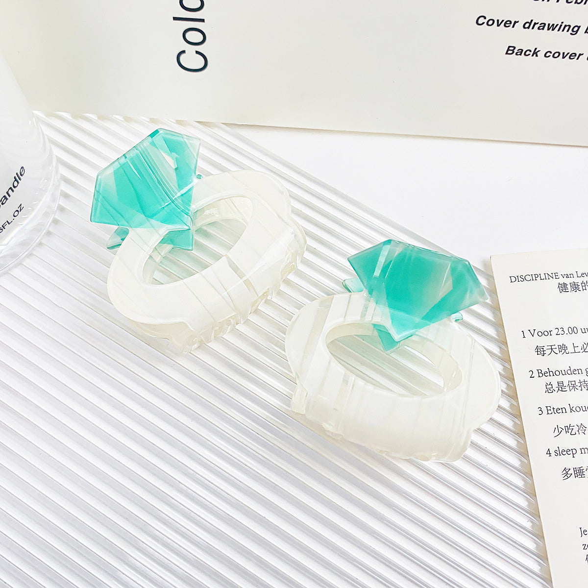 Fashion hairpin two-size acrylic diamond ring shape hair clips (5 pcs)