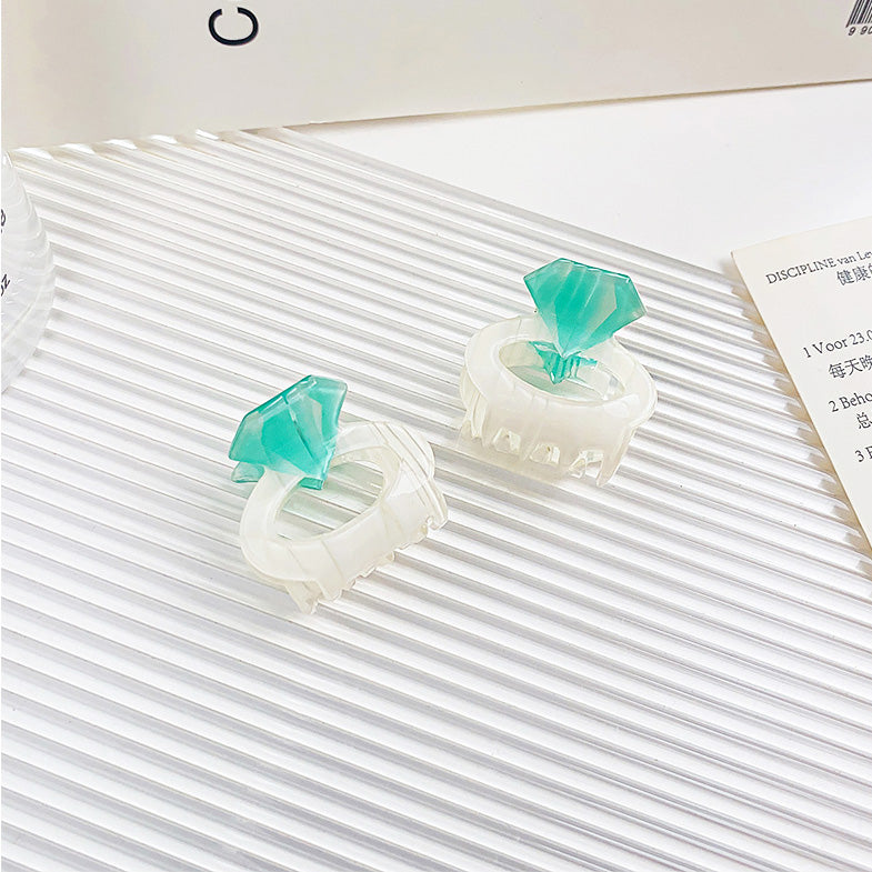Fashion hairpin two-size acrylic diamond ring shape hair clips (5 pcs)