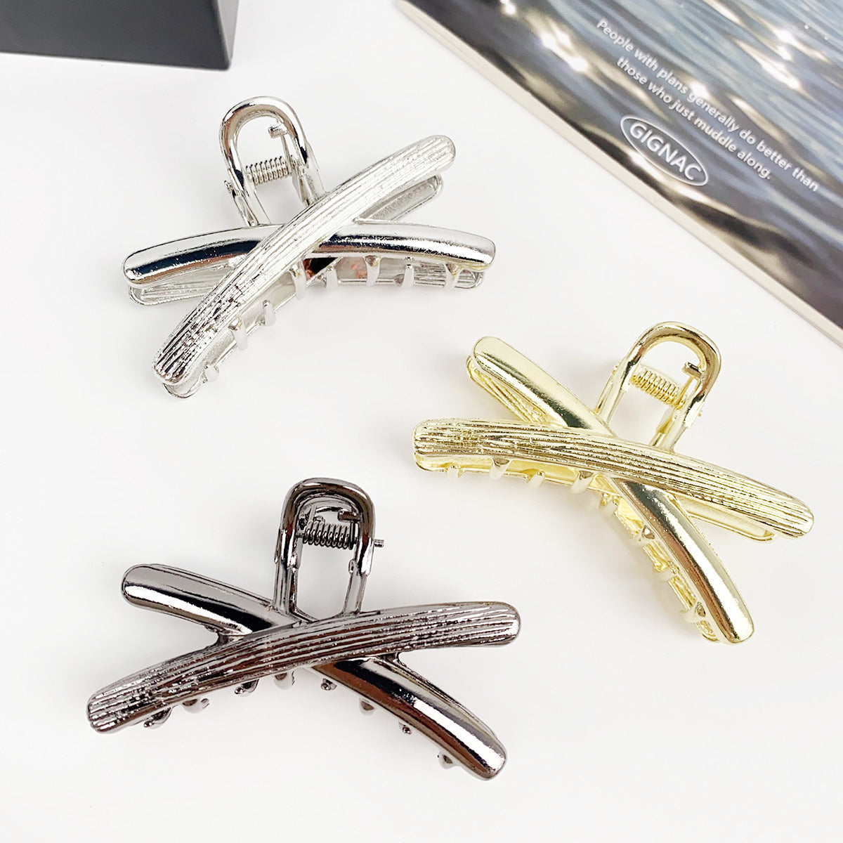 Everyday women's hair accessories metal alloy 7cm cross hair claw clips (5 pcs)