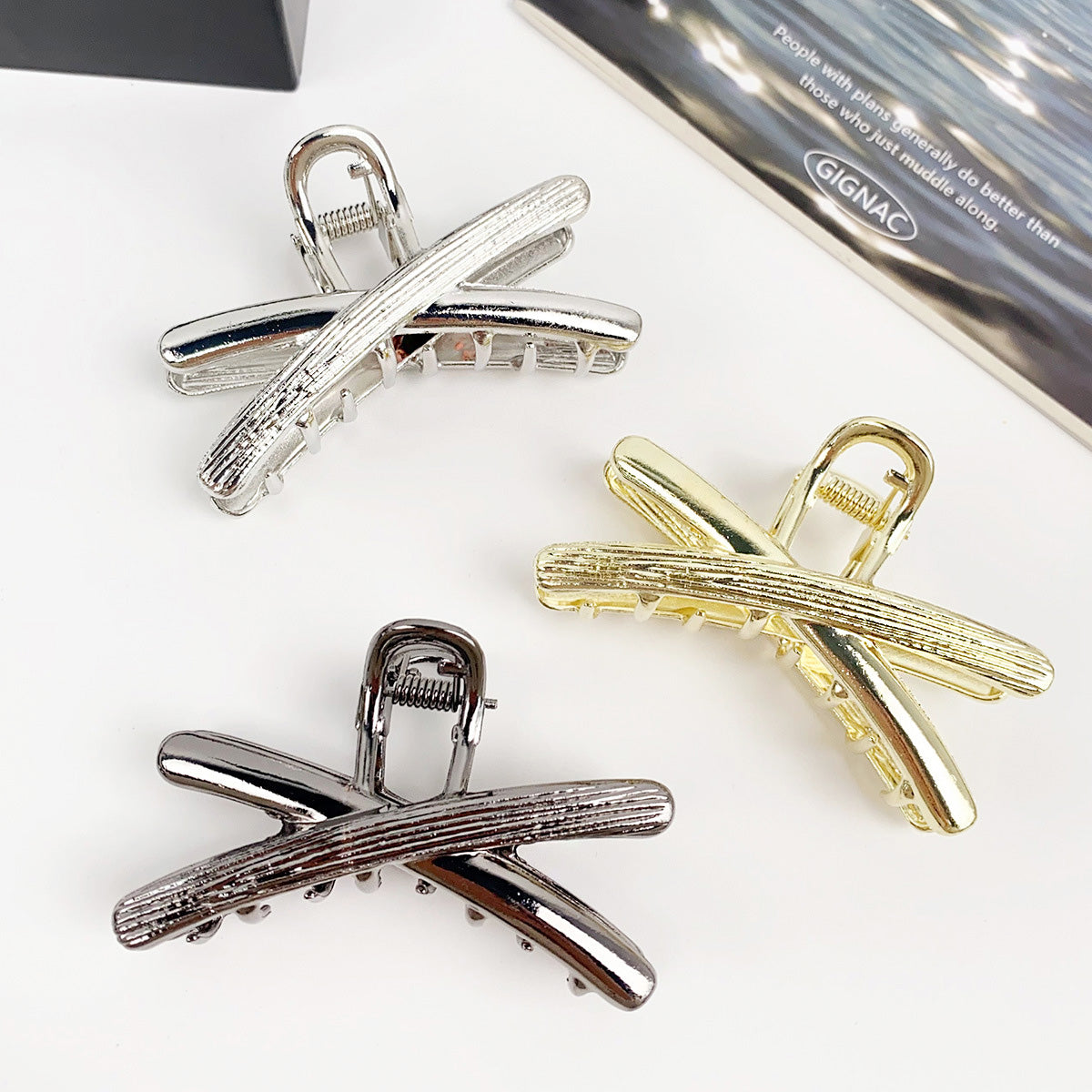 Everyday women's hair accessories metal alloy 7cm cross hair claw clips (5 pcs)