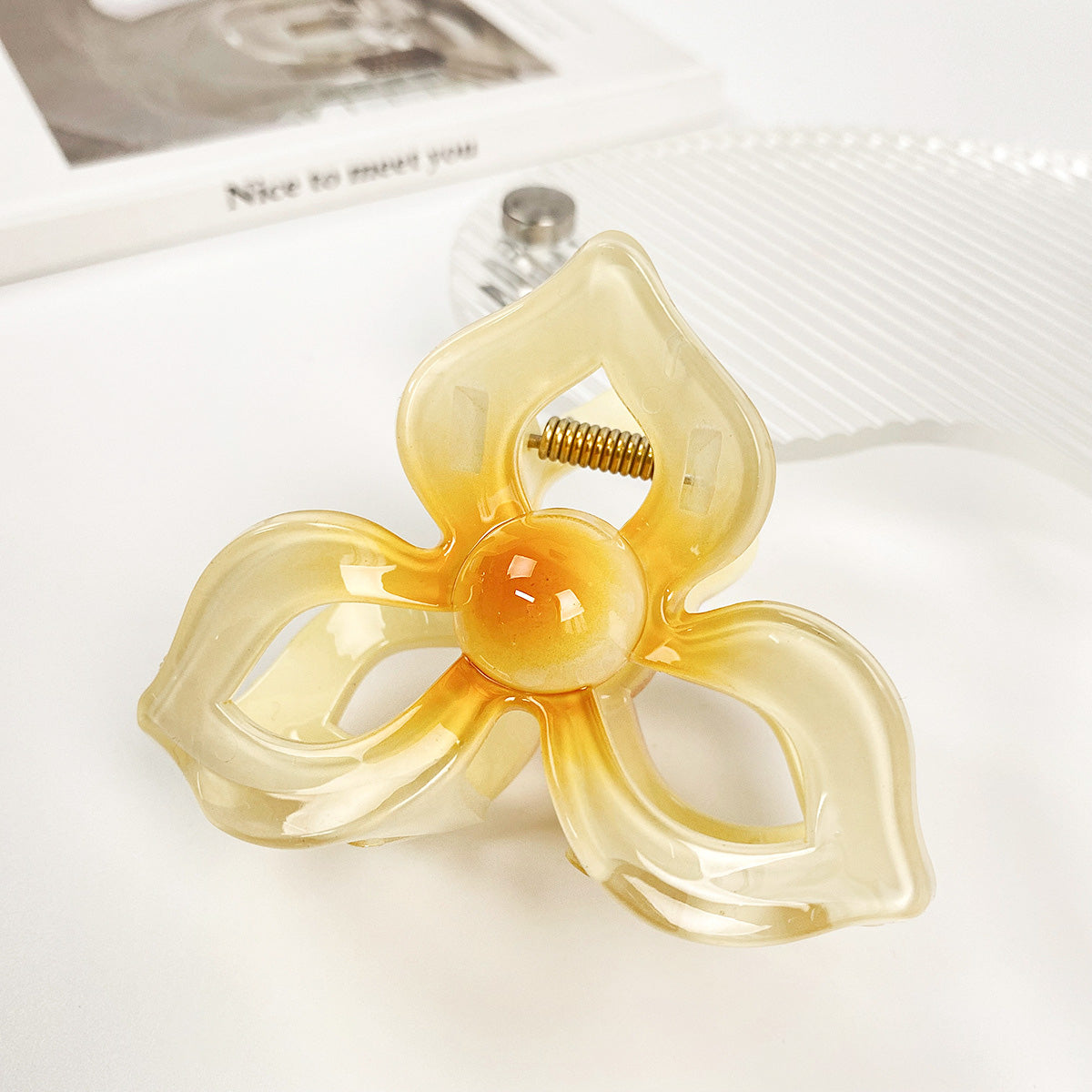 Large 8cm Plastic frangipani Hawaiian plumeria flower hair claw clips (5 pcs)