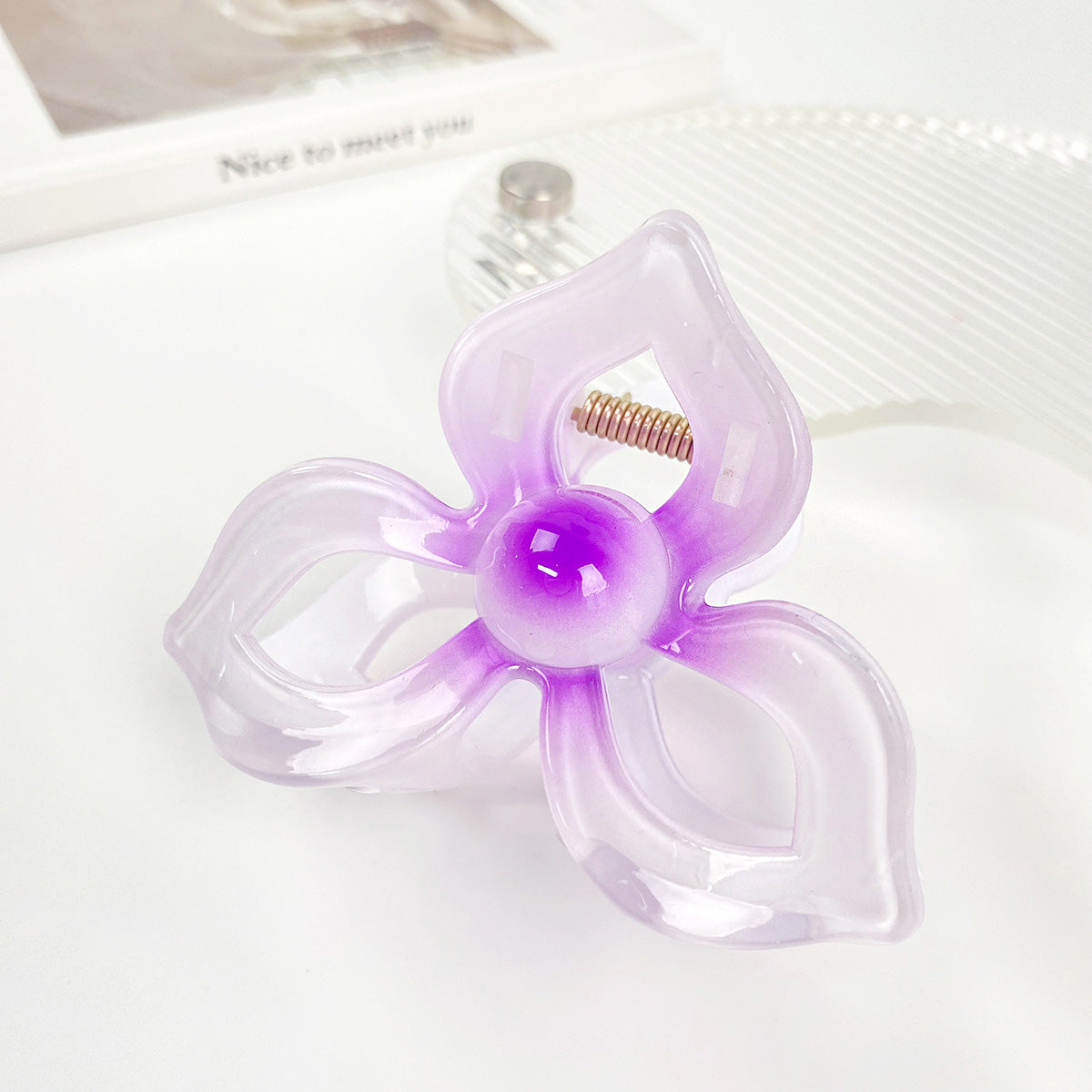 Large 8cm Plastic frangipani Hawaiian plumeria flower hair claw clips (5 pcs)