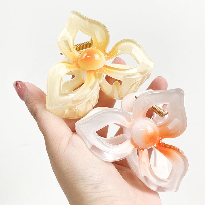 Large 8cm Plastic frangipani Hawaiian plumeria flower hair claw clips (5 pcs)