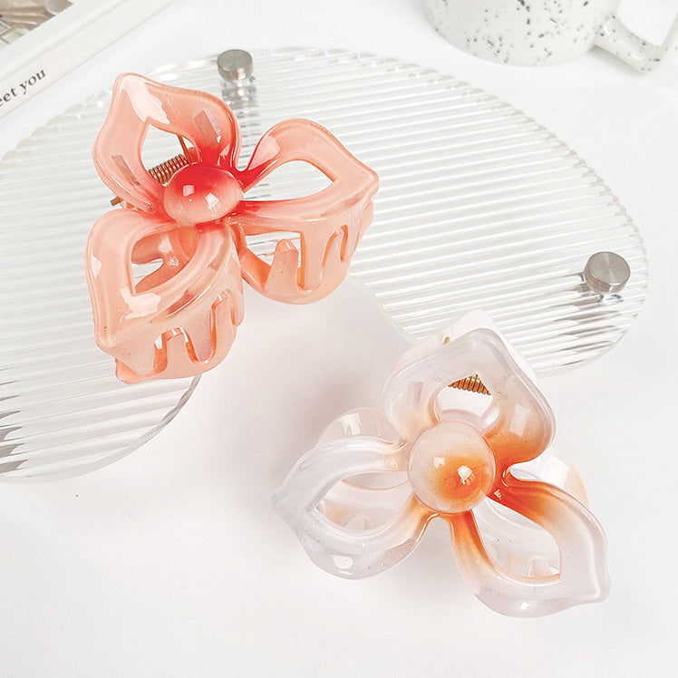 Large 8cm Plastic frangipani Hawaiian plumeria flower hair claw clips (5 pcs)
