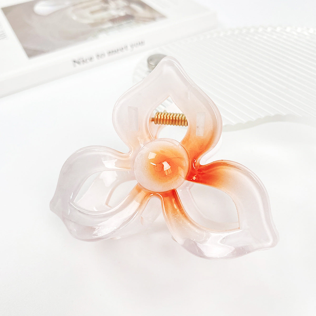 Large 8cm Plastic frangipani Hawaiian plumeria flower hair claw clips (5 pcs)