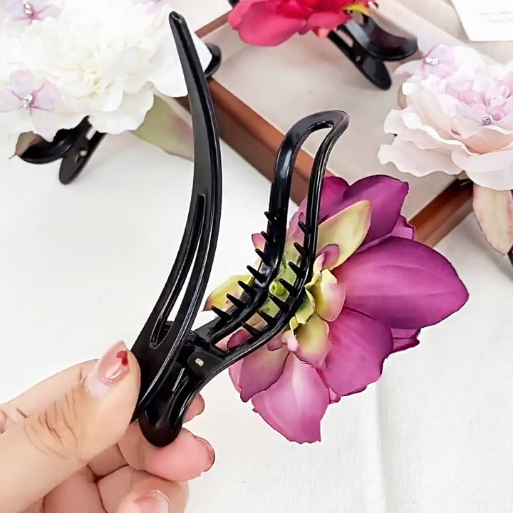 Beach vacation style large 11cm artificial Peonies Lotus flowers claw hairclips (5 pcs)