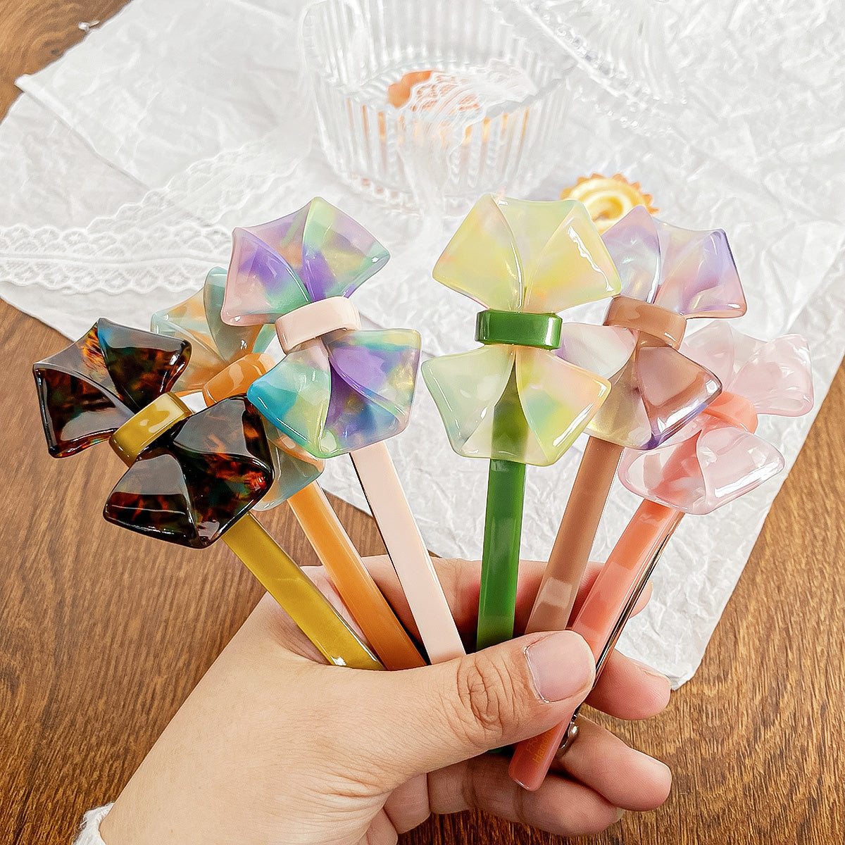 Acetic acid acetate hairpin bow knot barrette hair clips(5 pcs)