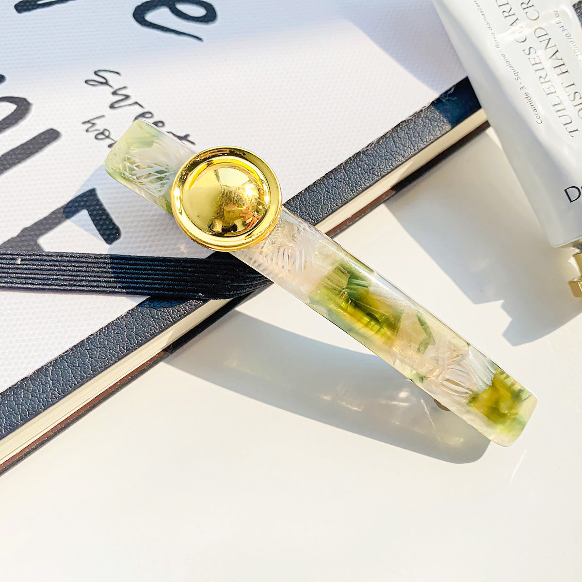 Leopard print acetic acid acetate hair French barrette clips (5 pcs)