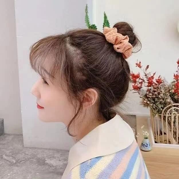 Girls candy color elastic hair tie band scrunchie (5 pcs)