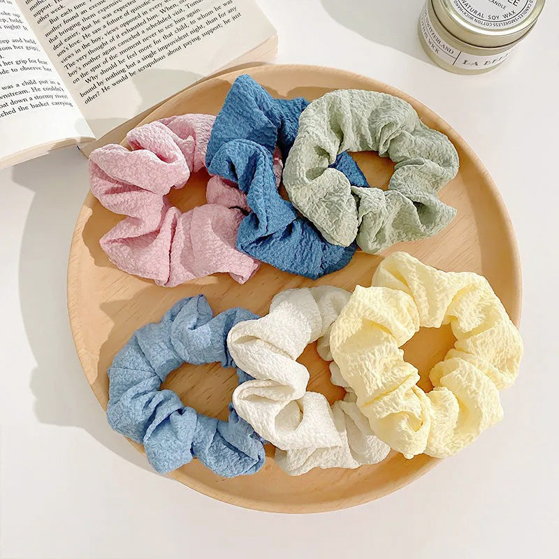 Girls candy color elastic hair tie band scrunchie (5 pcs)