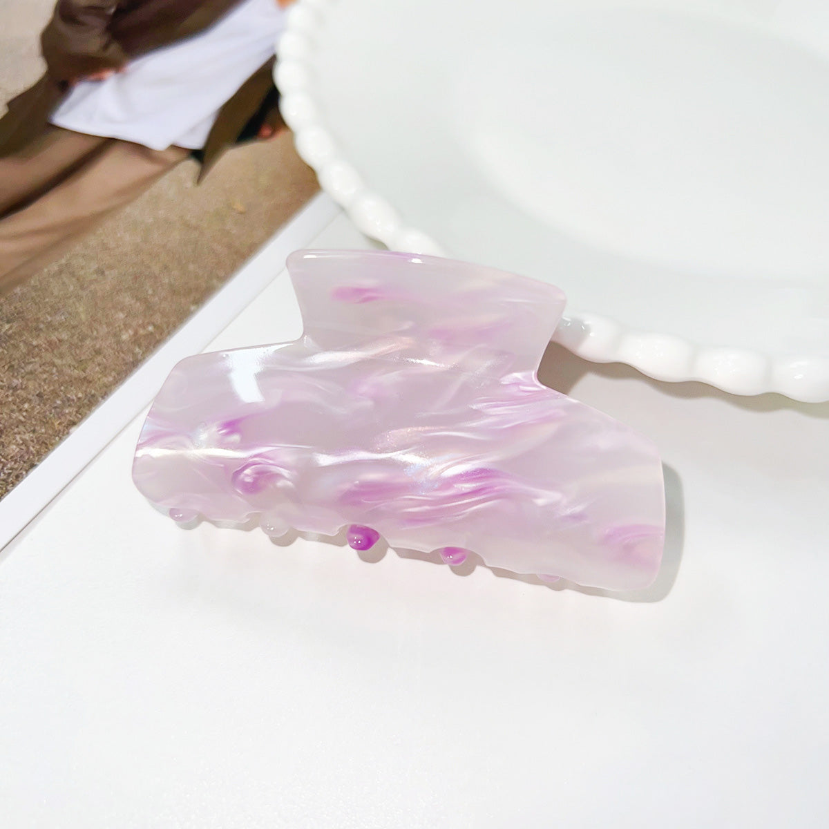 Simple 8cm waterproof plastic acetic acid acetate hair claw clips (5 pcs)