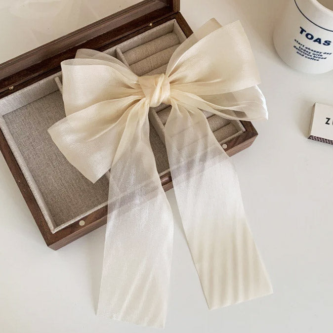 Two layers satin big bow knot hair spring clips (5 pcs)