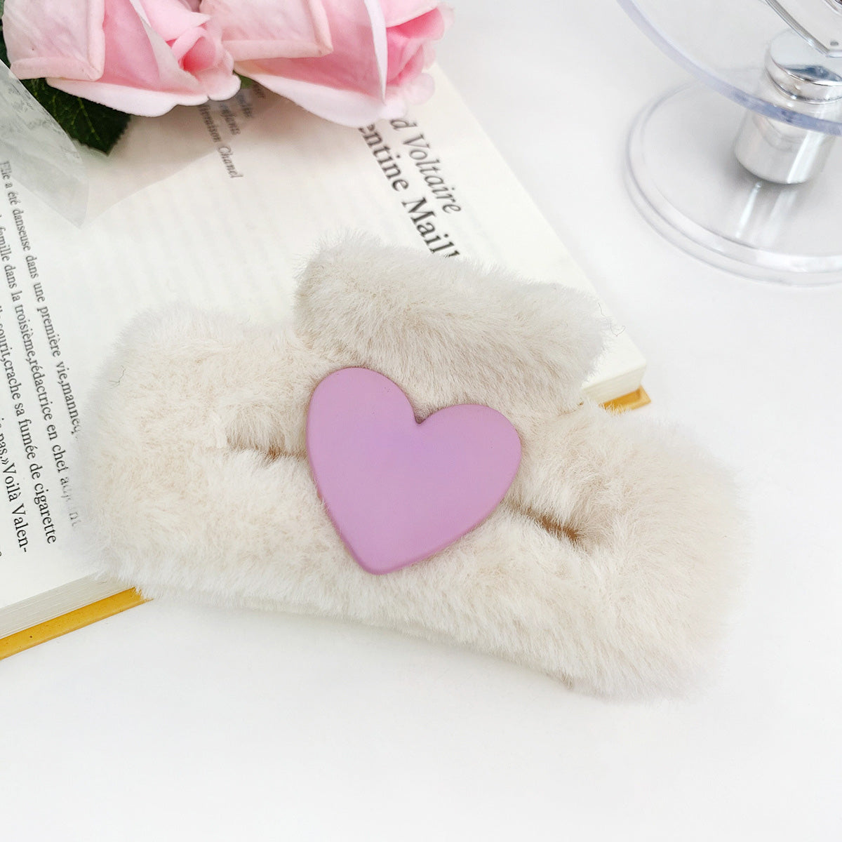 Girls cute fluffy plush square claw hair clips (5 pcs)