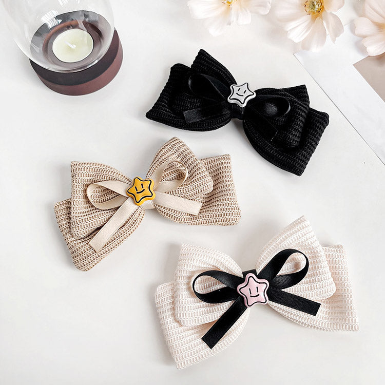 French retro hair accessories knitted bowknot side hair alligator clips (5 pcs)
