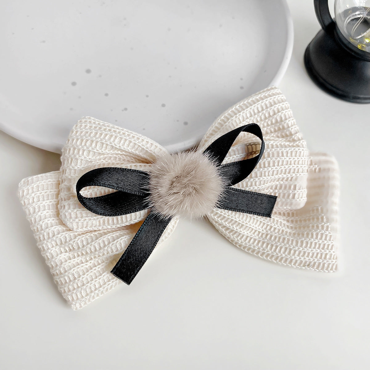 French retro hair accessories knitted bowknot side hair alligator clips (5 pcs)