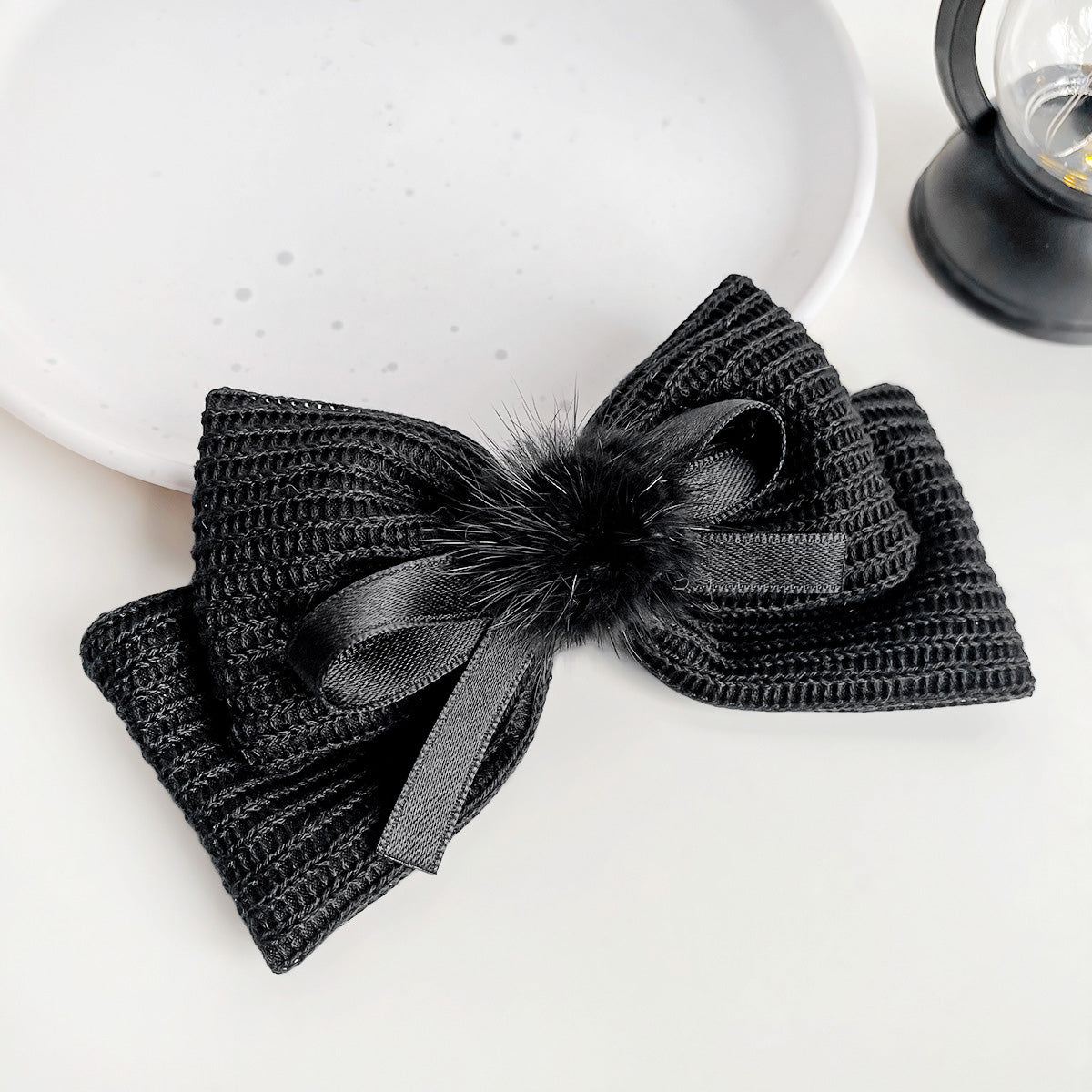 French retro hair accessories knitted bowknot side hair alligator clips (5 pcs)