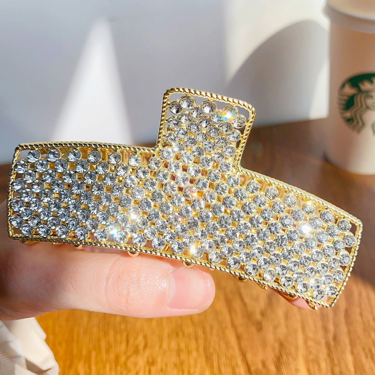 Metal alloy crystal large bling rhinestones hairpin claw hair clips (5 pcs)