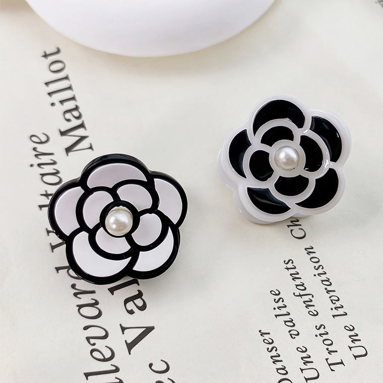 Plastic hairgrip small mini camellia flower acrylic pearl hair clips (5 pcs)