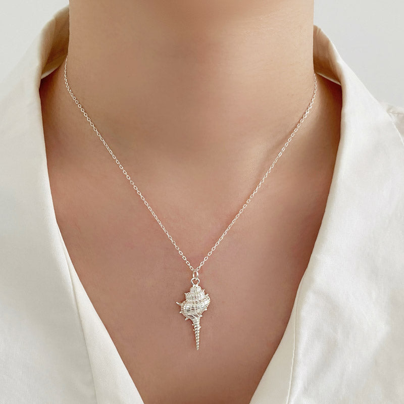 S925 sterling silver sea beach conch shell pendant necklace set of 5