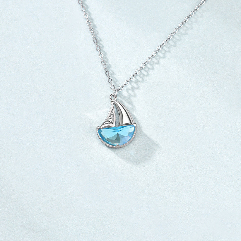 925 sterling silver CZ sailboat pendant necklace set of 5