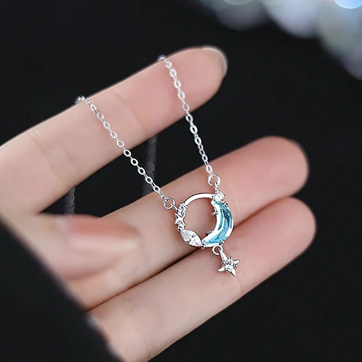 925 sterling silver star and moon pendant necklace set of 5