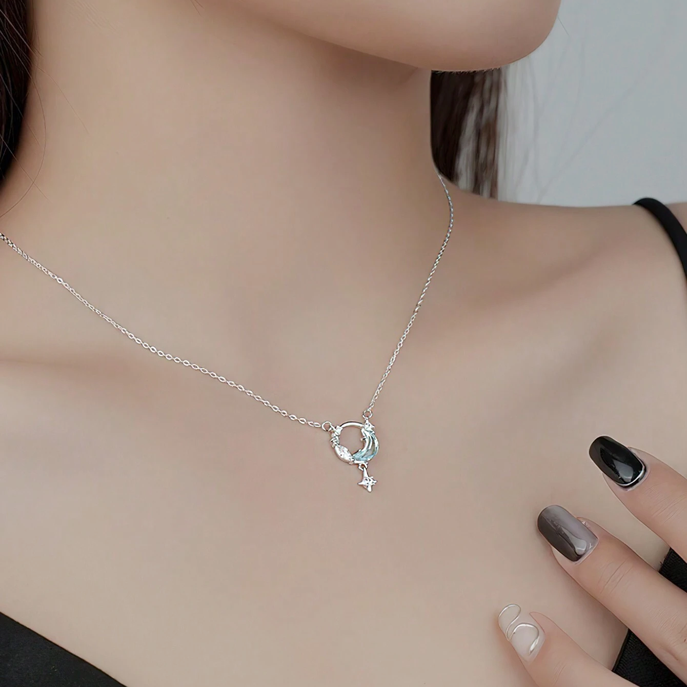 925 sterling silver star and moon pendant necklace set of 5