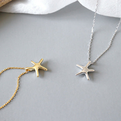 925 sterling silver sea beach simple geometric starfish necklace Set of 5