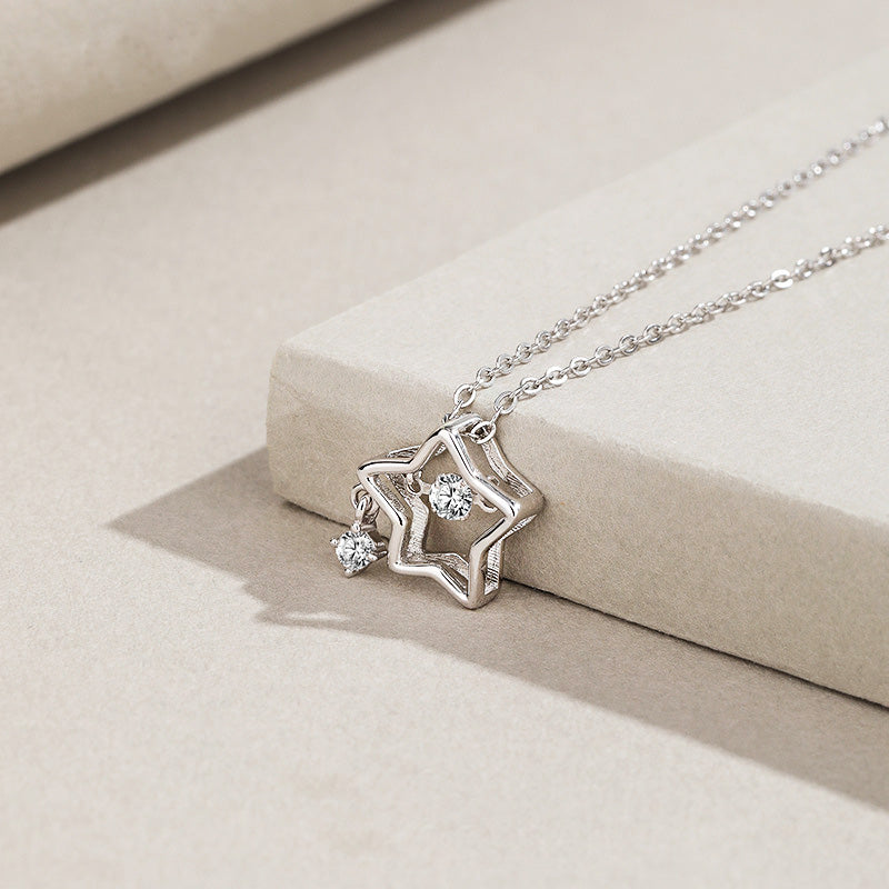 925 sterling silver zircon star hollow choker necklaces set of 5
